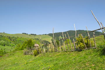 Fence in rural landscape