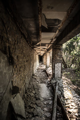 The abandoned buildings of the dead city of Chernobyl