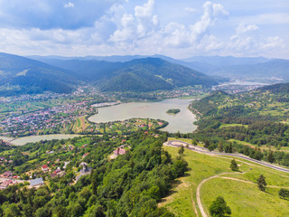 Fototapeta na wymiar Aerial view to Bistrita valley