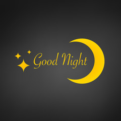 Sleep design background, zzz moon, good night sign and stars, vector illustration, isolated on black background