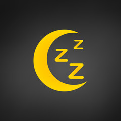 zzz moon sleep icon, sleeping, zzz vector web icon isolated on black background