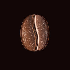 Coffee bean isolated on black background