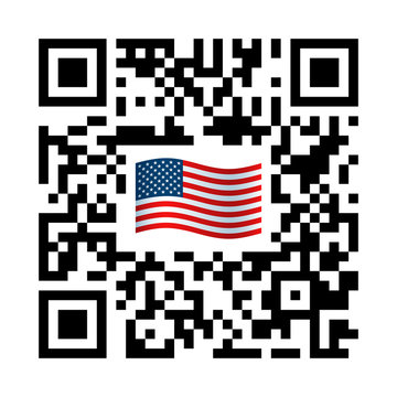 Smartphone readable QR code with United States flag icon