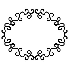 Outline curly frame. Ornamental round doodle  element isolated on white background. Vector illustration. 