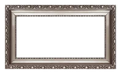Silver frame for paintings, mirrors or photo isolated on white background	