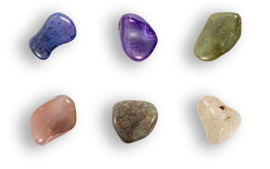 Colorful boho style gems isolated on white background