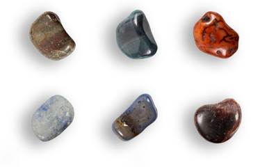 Colorful boho style gems isolated on white background