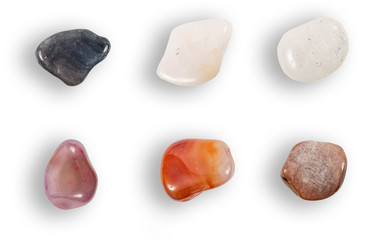 Colorful boho style gems isolated on white background