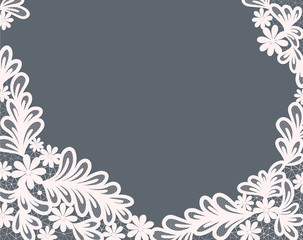 Template frame  design for card. Vintage Lace Doily 