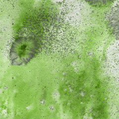 Green watercolor bright texture. Abstract washes and brush strokes on the white paper background.