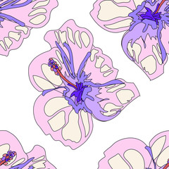 Seamless bright summer pattern with different flowers