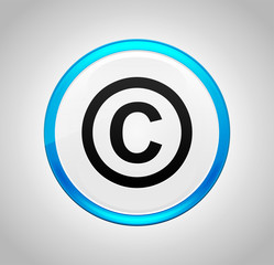 Copyright symbol icon round blue push button