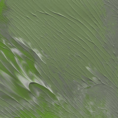 Acrylic green texture with abstract washes and brush strokes on the white paper background.