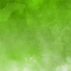 Watercolor green texture with abstract washes and brush strokes on the white paper background.