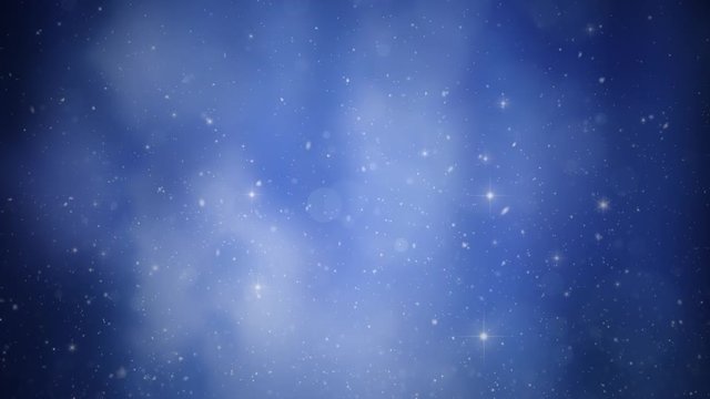 Blurry night sky with snowfall and sparkle copy space background.