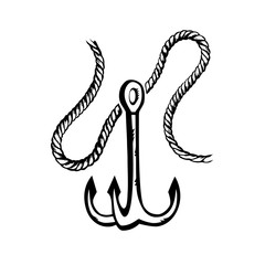 Nautical anchor with rope.
