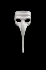 Mask with long nose is isolated on black