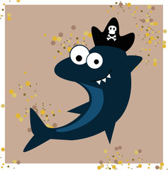 Icon shark pirate cartoon