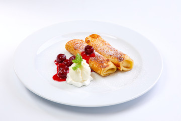 sweet pancakes with cherries