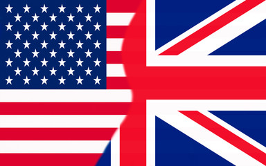 USA and UK half flags together