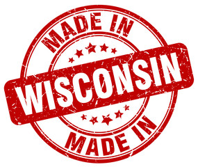 made in Wisconsin red grunge round stamp