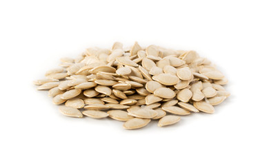 Squash, pumpkin or melon seeds isolated on white background