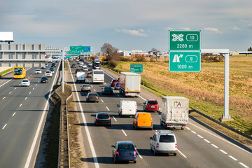 Traffic jam on Prague Circuit highway, Prague, Czech republic