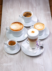 set of coffee drinks