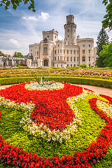 Fototapeta premium Chateau Hluboka with a beautiful park in the foreground, Czech republic, Europe.