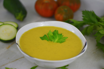 Healthy vegetables soup, diet concept after christmas holidays