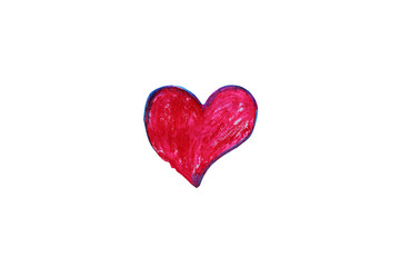 Heart drawn by markers. Isolated object on white background. Picture. Isolate.