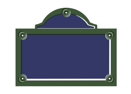 Paris street sign. Flat vector of blank French street plate.