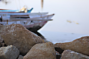 Rocks at Qarun lake