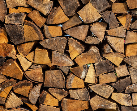 Chopped firewood logs ready for winter