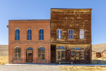 Abandoned hotel and post office store buildings at Bodie ghost town, California