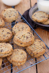 Sweet coconut cookies with rum and raisins