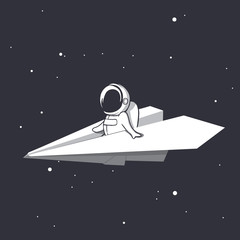 an astronaut flies on a paper airplane © Galacticus