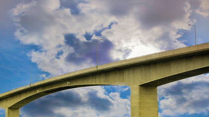Itchen Bridge, Southampton, Hampshire, UK. June 9 2011 The bridge built in the 1970's stretching across a blue cloudy sky