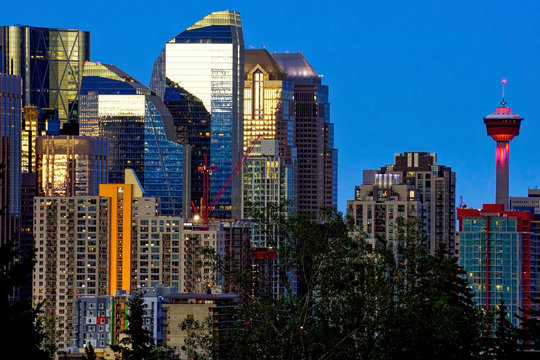 Calgary skyline at twilight
