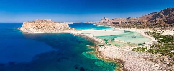 Papier Peint photo  Plage d'Elafonissi, Crète, Grèce Balos lagoon on Crete island with azure clear water, Greece, Europe