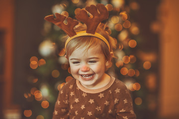Happy baby celebrating Christmas