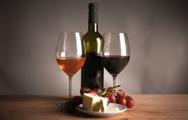 bottle of wine and glass on the table