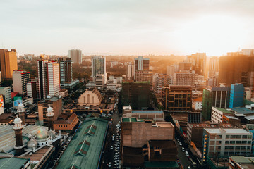 Fototapeta premium Buildings at sunset
