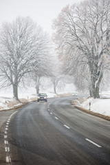 Fototapeta na wymiar dangerous winter road