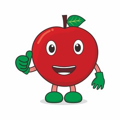 Cute character of apple on isolated background 