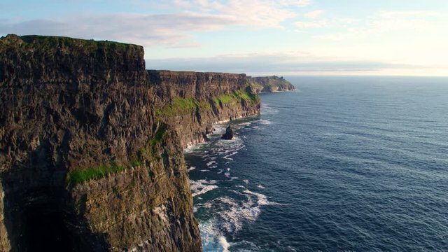 Aerial Drone Footage Of The Cliffs Of Moher In County Clare