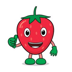 Cute character of strawberry isolated on white background 