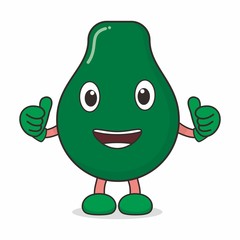 Cute character of avocado on isolated white background 