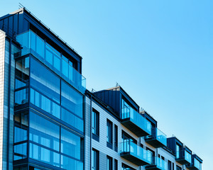 Facade modern apartment house with copy space