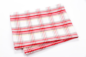 Checkered tablecloth isolated on white background